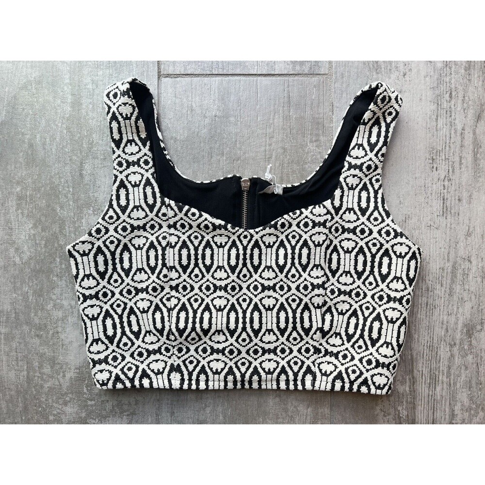 8 by Yoox Designer White Knit Crop Top Bustier NEW Zipper Detail Italy 42 6 M
